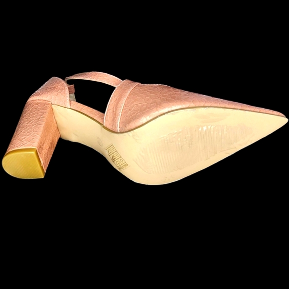 UNKNOWN Faux Snakeskin Pink Chunky Heel - 10.5 - Picture 6 of 6